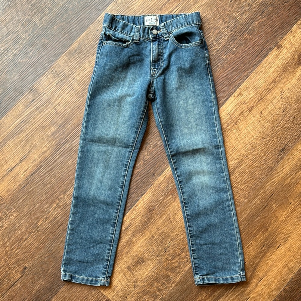The Children's Place Boys Skinny Jeans Medium Wash Denim Adjustable Waist Sz 8
